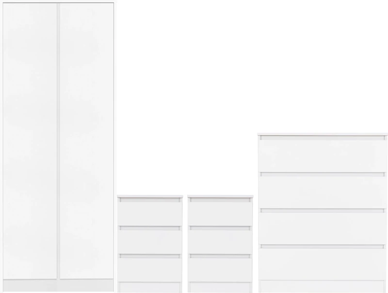 Seconique Malvern 2 Door Wardrobe Bedroom Set in White