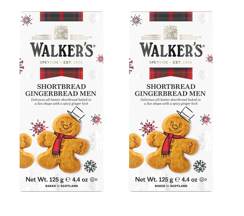 All Butter Shortbread Mini Gingerbread Men Biscuits | Walkers Shortbread | Pack of 2 x 125g | Suitable for Vegetarians