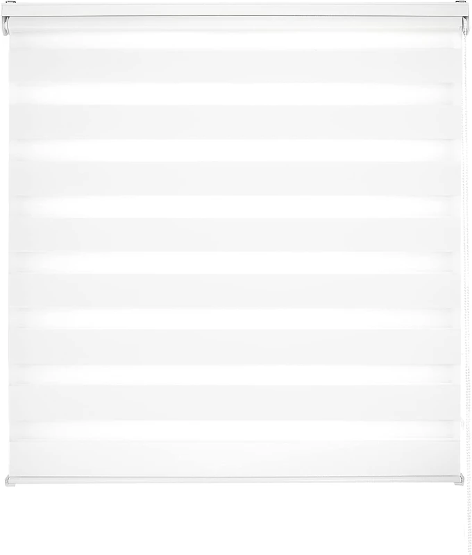 Estoralis Vera | Night and Day Roller Blind Modern Design | Double Fabric | White | 125 x 180 cm (W x H) Fabric Size 122 x 175 cm | Blinds for Windows and Doors