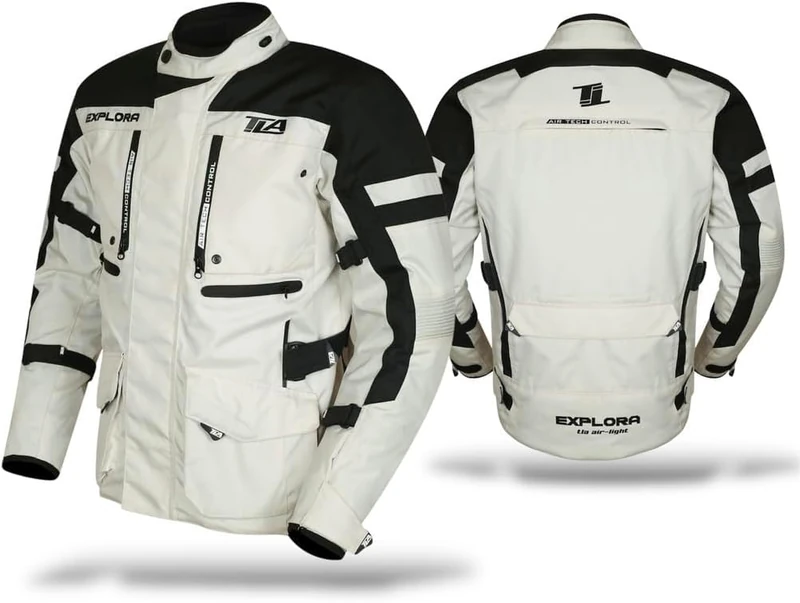 TLA EXPLORA LIGHT Motorcycle Jacket with CE Class A Approved Protectors, Removable Waterproof Lining, Sizes Up to 7XL Men Women Enduro Touring Adventure Mid Season Summer