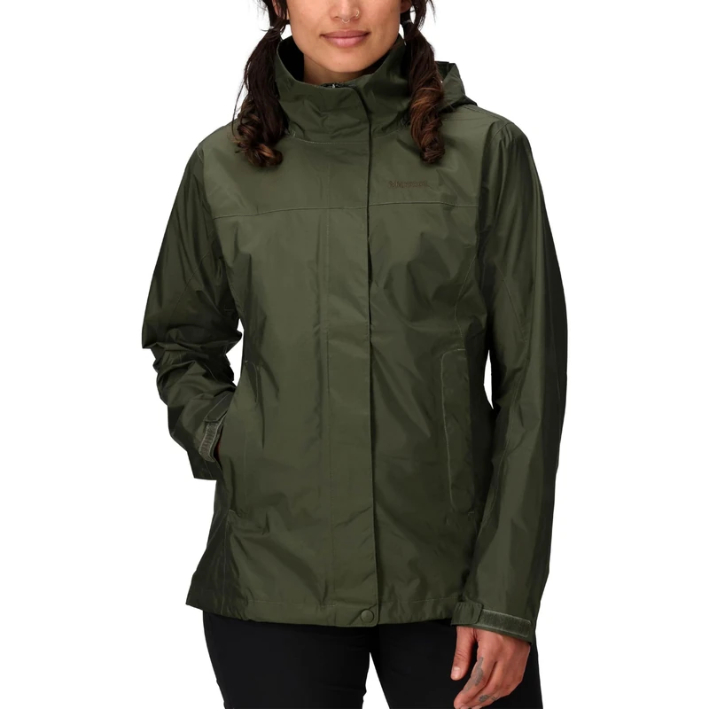 Marmot Women's PreCip Eco Jacket, Waterproof Jacket, Lightweight Hooded Rain Jacket, Windproof Raincoat, Breathable Windbreaker, Ideal for Running and Hiking, Nori, XS