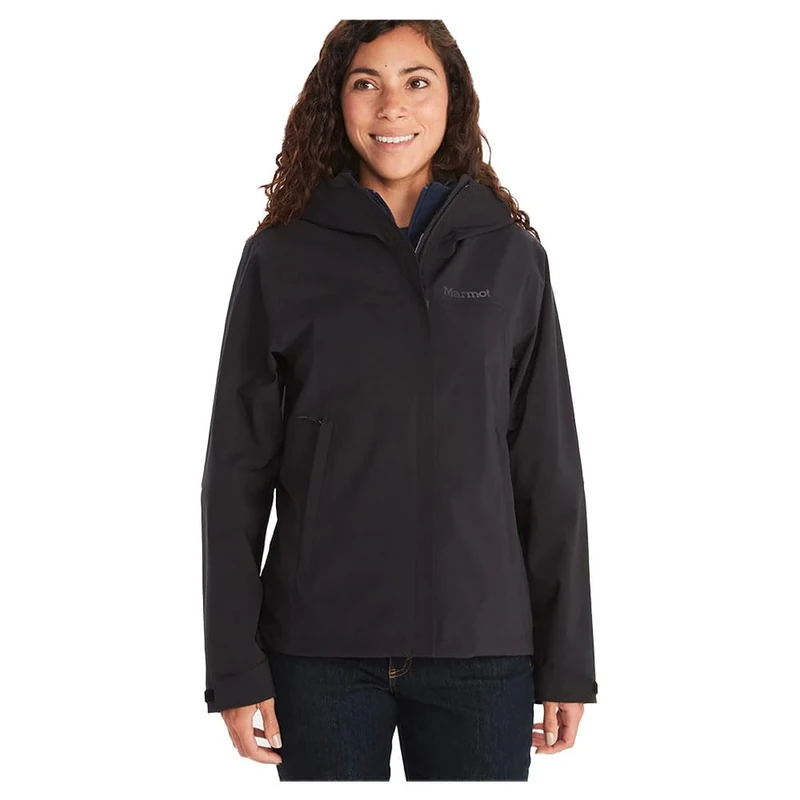Marmot Women's PreCip Eco Pro Jacket, Waterproof Jacket, Lightweight Hooded Rain Jacket, Windproof Raincoat, Breathable Windbreaker, Ideal for Running and Hiking, Black, XL