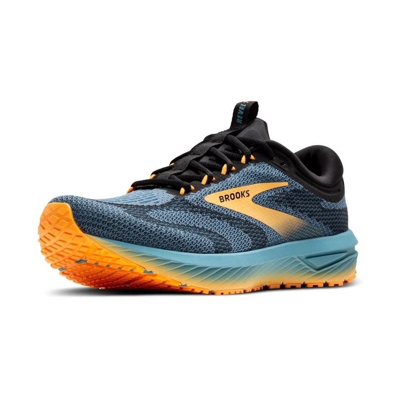 BROOKS 1104351D484 Revel 7 Men Storm Blue/Black/Orange Pop UK 7.5