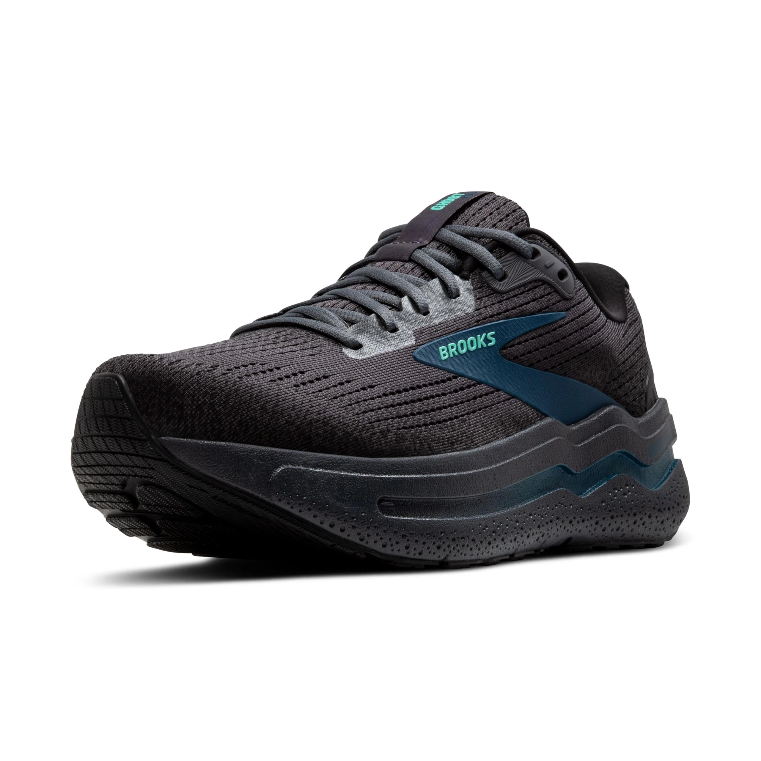 Brooks Men’s Ghost Max 2 Running and Walking Shoes, Ebony/Cockatoo/Blue Sapphire, 10.5 UK