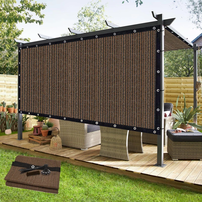 KANAGAWA 90% Sun Shade Cloth 12'X 20' Outdoor Pergola Shade Cover Canopy with Grommets UV Block Privacy Screen for Patio, Backyards, Outdoor, Carport, Garden, Mocha