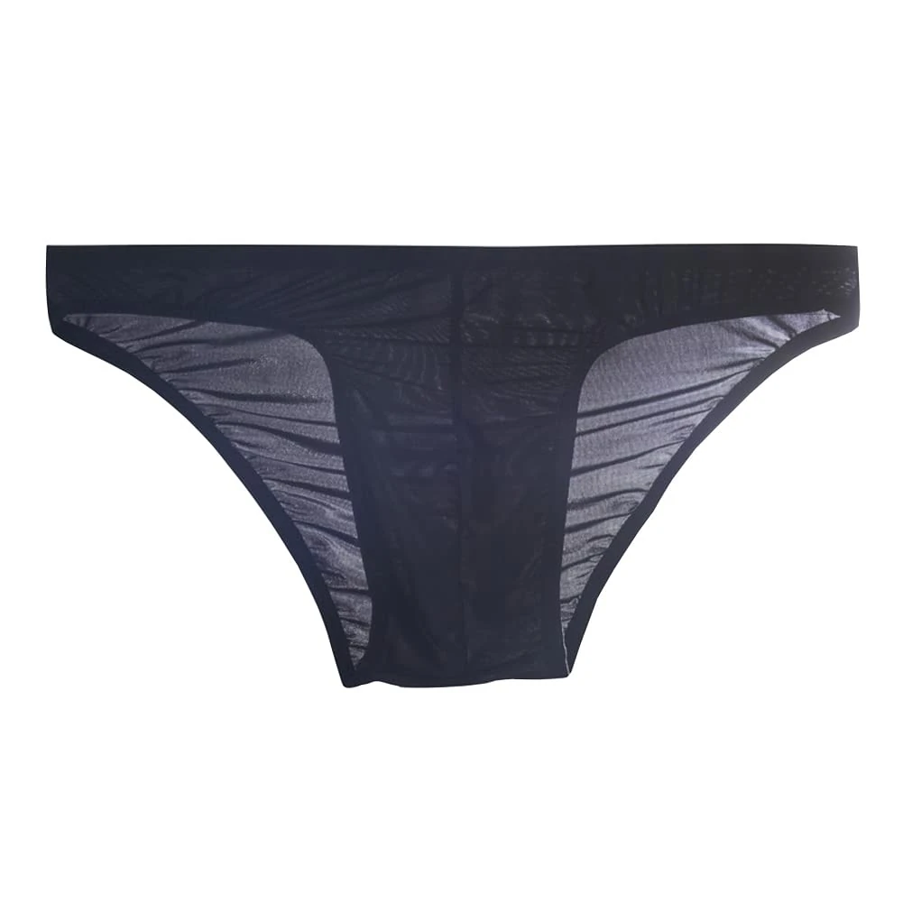 Drelaar Men's Thin Silky Underwear Briefs Comfy Underpants Large Classic Black