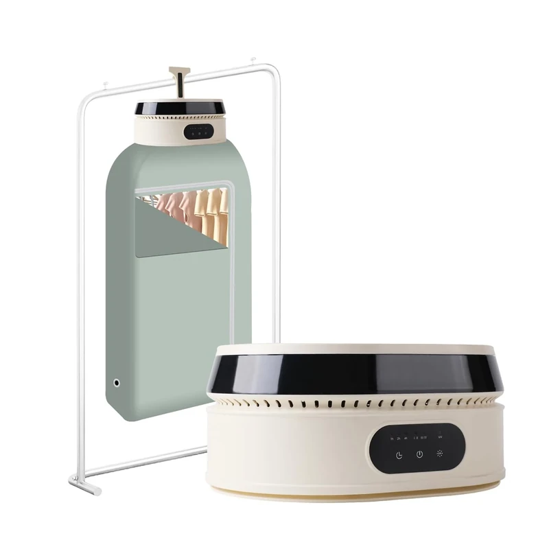 Portable Clothes Dryer, Compact Foldable Mini Dryer Machine, Portable Dryer For Apartment Home Travel RV Dorm, For Clothes, Underwear, Baby Clothes, Timer Function, LED UV, Hanger, Light Strip, Beige