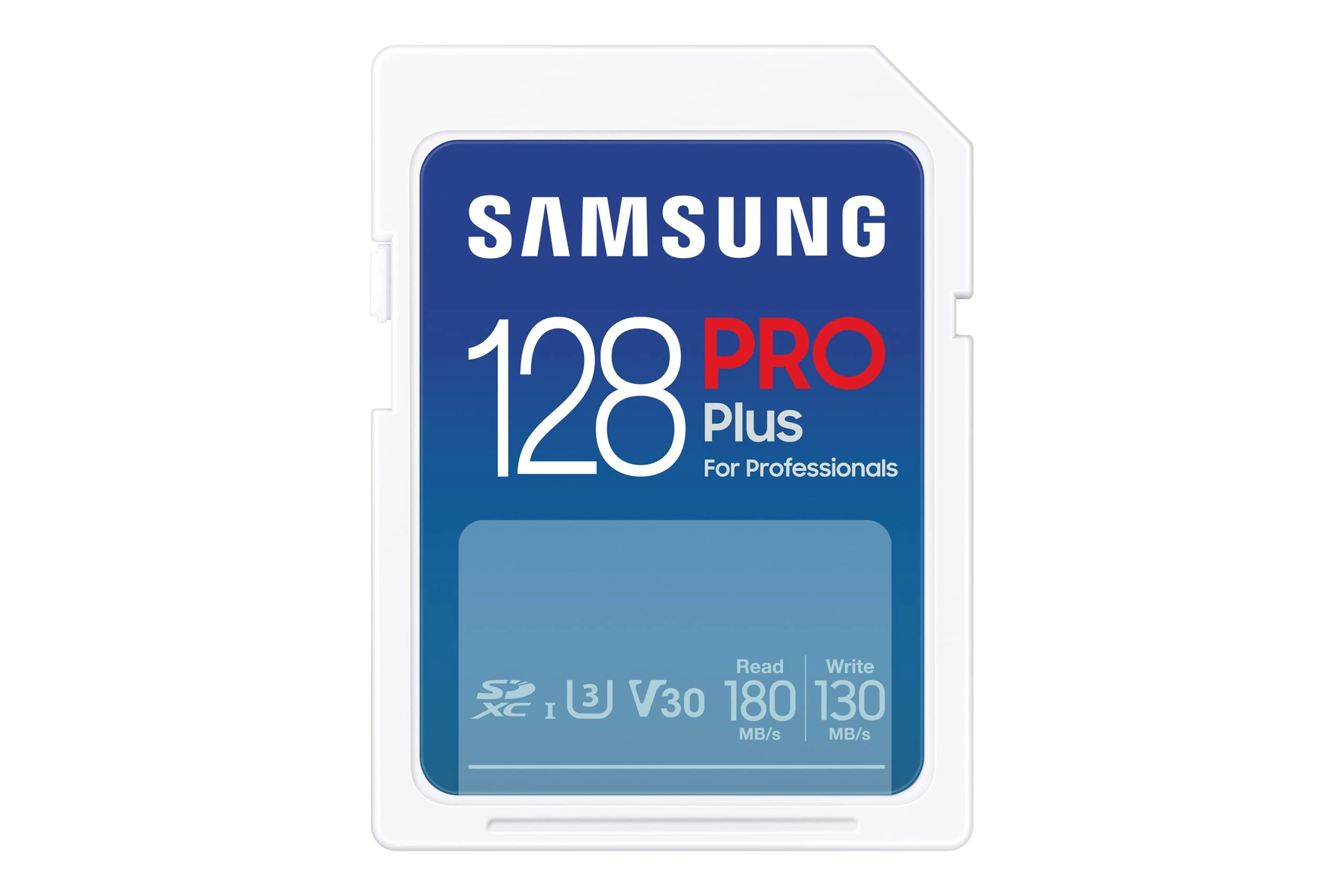 Samsung PRO Plus Full Size 128GB SDXC Memory Card, Up to 180 MB/s, Full HD & 4K UHD, UHS-I, C10, U3, V30 for DSLR, Mirrorless Cameras, PCs, MB-SD128S/APC