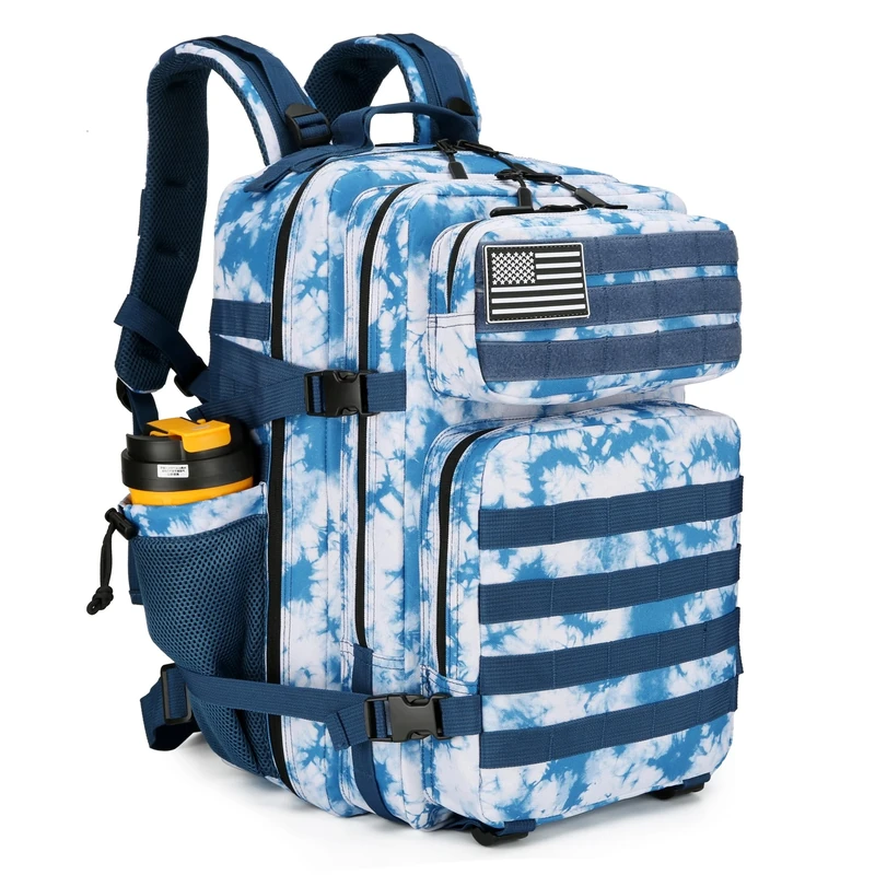 Lovelinks21 45L Tactical Assault Backpack 3 day assault pack with Molle Waterproof backpack Rucksack for Tactical Backpacks, Blue Coral, L, Backpack