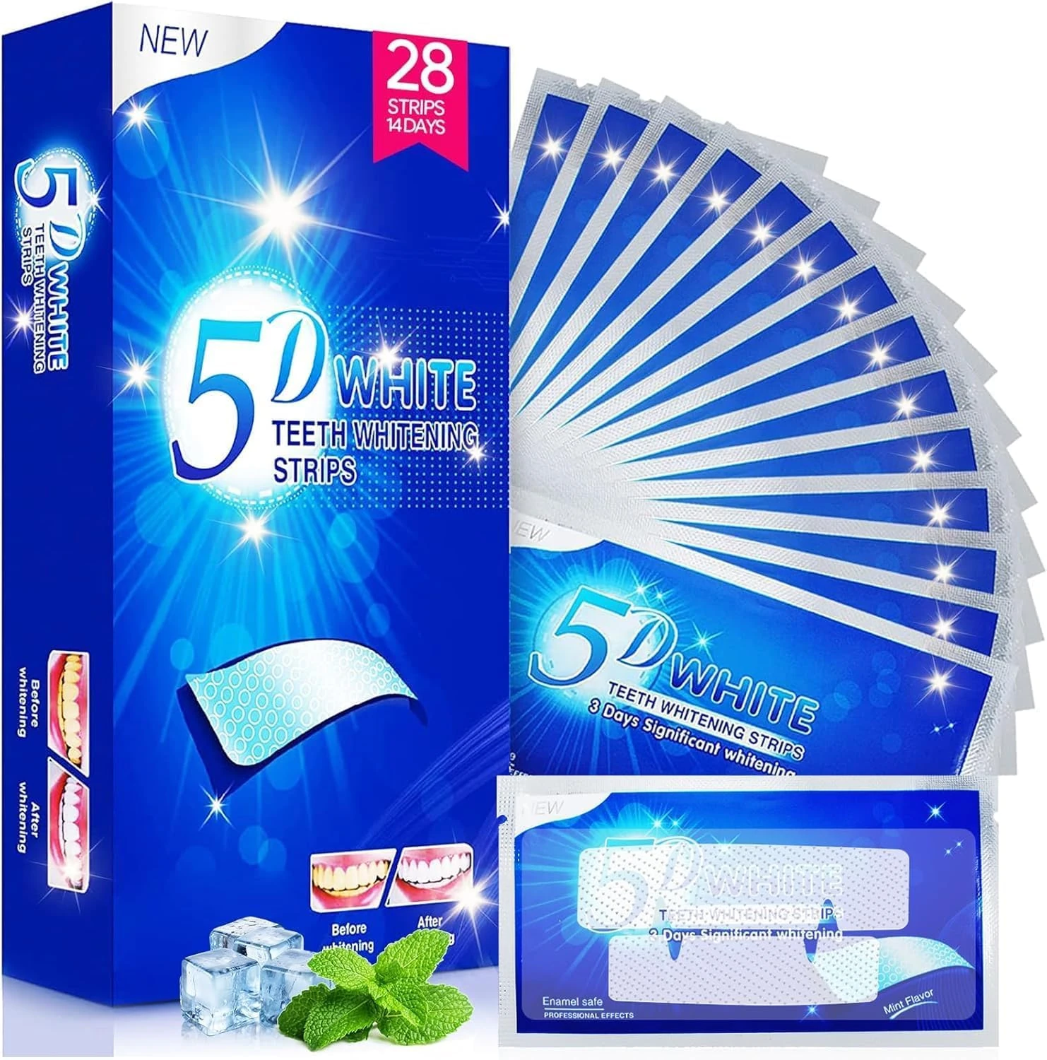 Teeth Whitening Strips, Tooth Whitening Kits: 28 Pcs 14 Packs Enamel Safe Non-Sensitive, Teeth Whitener Kits