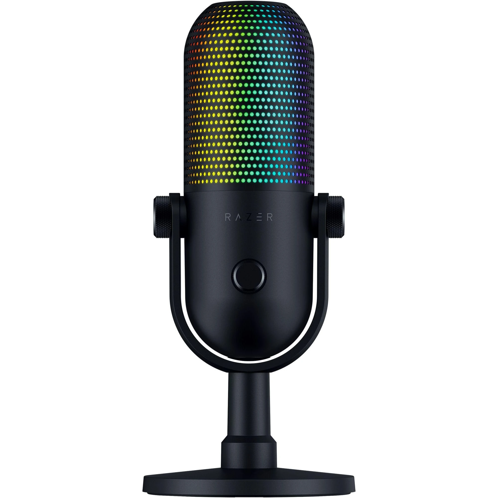 Razer Seiren V3 Chroma - RGB USB Microphone with Tap-to-Mute (Stream and Game Reactive Lighting, Supercardioid Condenser Mic, Digital Gain Limiter and Built-in Shock Absorber) Black