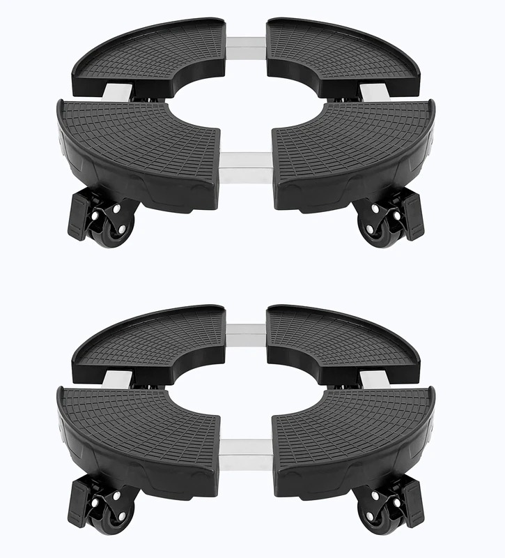CASIMR 2Pack Plant Caddy with Wheels, Heavy Duty 440lbs Capacity Rolling Plant Stand, 15-19 Inch Adjustable Indoor Outdoor Dolly, Plant Roller Base Flower Pot Rack Holder Trolley Casters Tray, Black