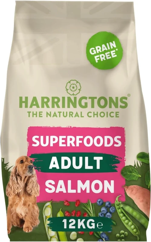 Harringtons Superfoods Complete Grain Free Dry Adult Dog Food Salmon with Veg 12kg - Made with All Natural Ingredients (Packaging may vary)