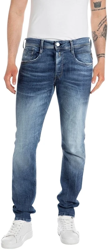 REPLAY Herren Jeans Anbass Slim-Fit Bio, Blau (Medium Blue 009-8), 32W / 30L
