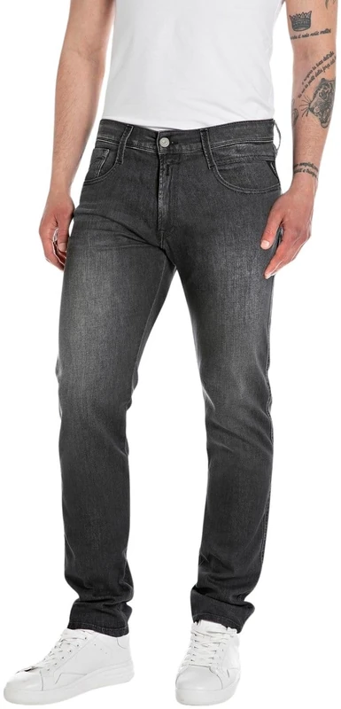 Replay Herren Jeans Anbass Slim-Fit mit Power Stretch, Grau (Dark Grey 097), 28W / 30L