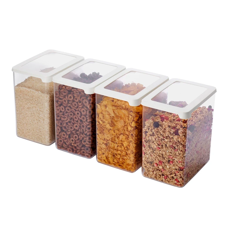 SmartStore Clear Airtight Dry Food Containers with Lids 3.5L Set of 4 - Plastic Storage Box with Lid, BPA Free, Dishwasher Safe - Stacking Kitchen Storage Containers - 12.5 x 18 x 20cm