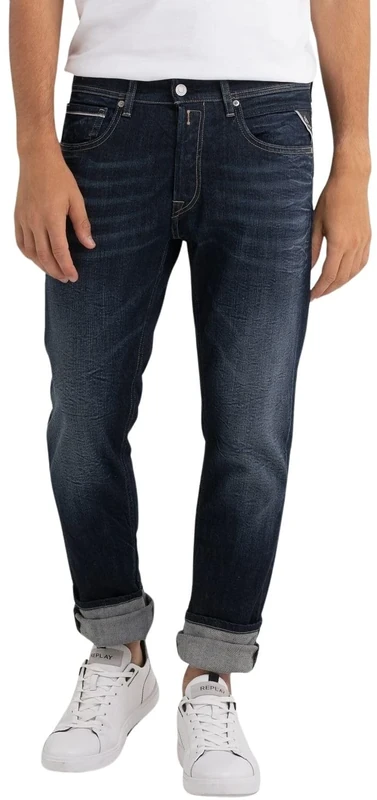 REPLAY Herren Jeans Grover Straight-Fit Bio, Blau (Dark Blue 007-8), 36W / 30L