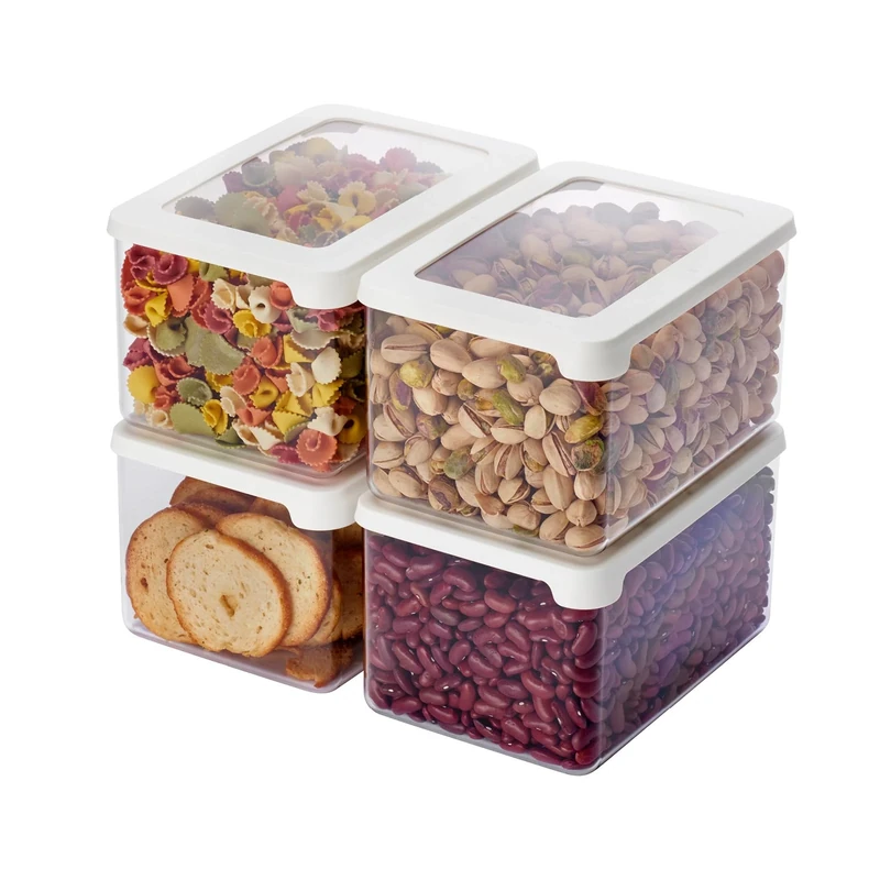 SmartStore Clear Airtight Dry Food Containers with Lids 1.65L Set of 4 - Plastic Storage Box with Lid, BPA Free, Dishwasher Safe - Stacking Kitchen Storage Containers - 18 x 12.5 x 10cm