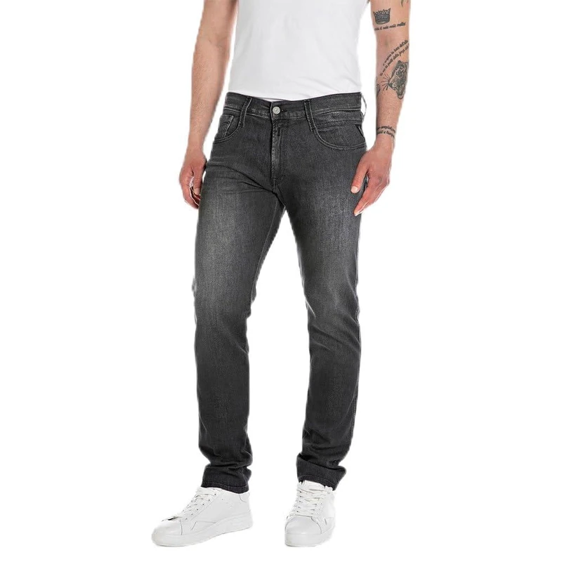 Replay Herren Jeans Anbass Slim-Fit mit Power Stretch, Grau (Dark Grey 097), 28W / 32L