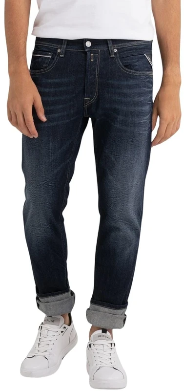 REPLAY Herren Jeans Grover Straight-Fit Bio, Blau (Dark Blue 007-8), 27W / 30L