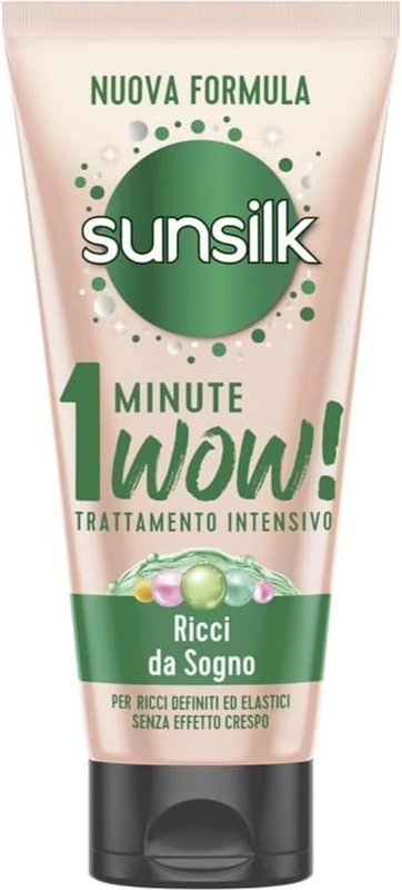 Sunsilk, Intensive Treatment 1 Minute Wow, Curly Hair Mask, Dream Curly Line, Restructuring Hair Mask with Macadamia Oil, Elastin and Biotin, 6 Pieces of 180 ml - Image 1
