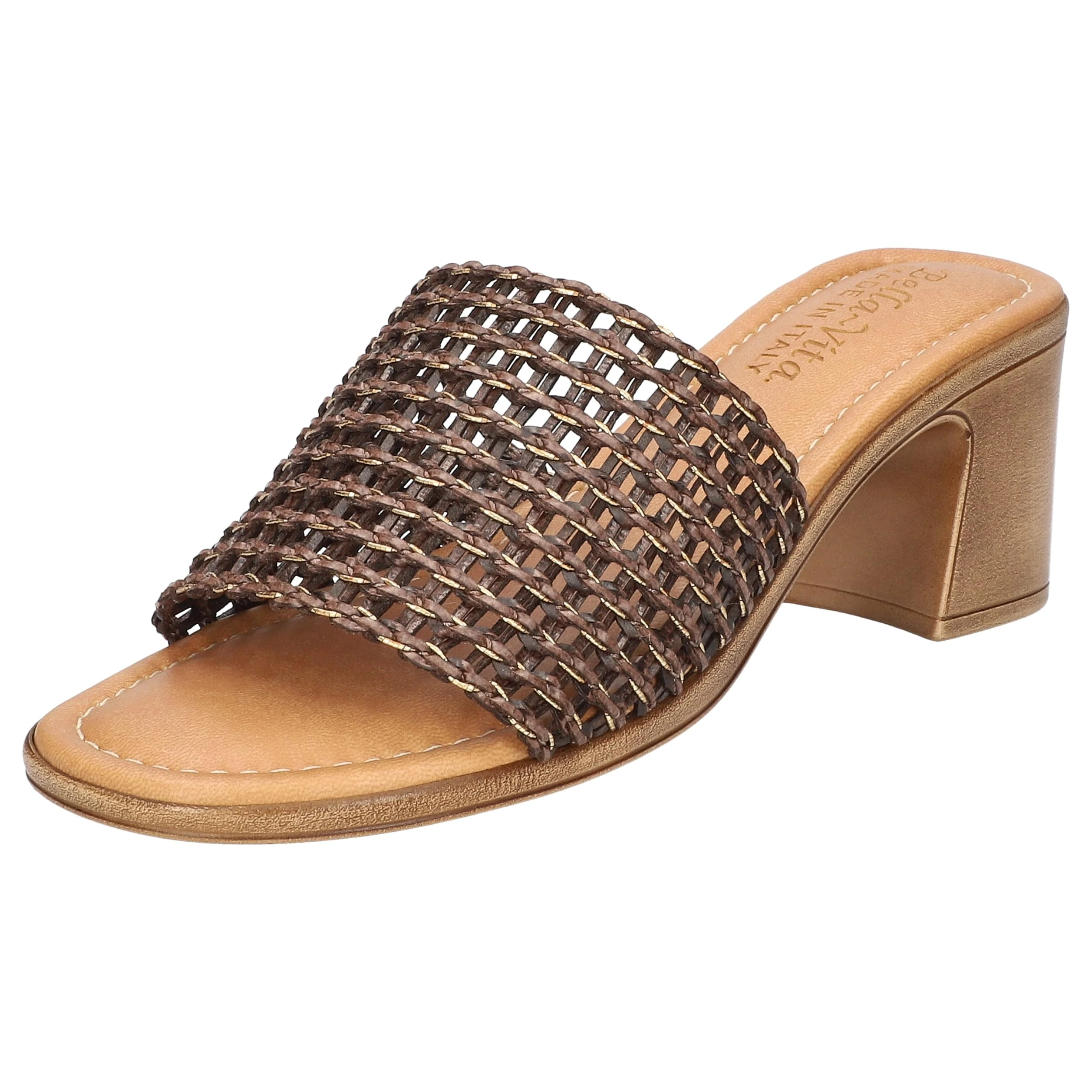 Bella Vita Made in Italy Women's Eni-Italy Heeled Sandal, Brown Woven, 8 UK