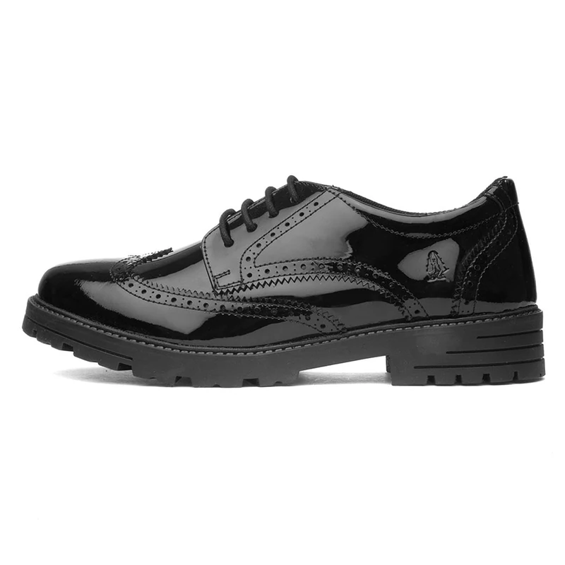 Hush Puppies Girls Maxine Patent Senior Shoe, Black, 5 UK