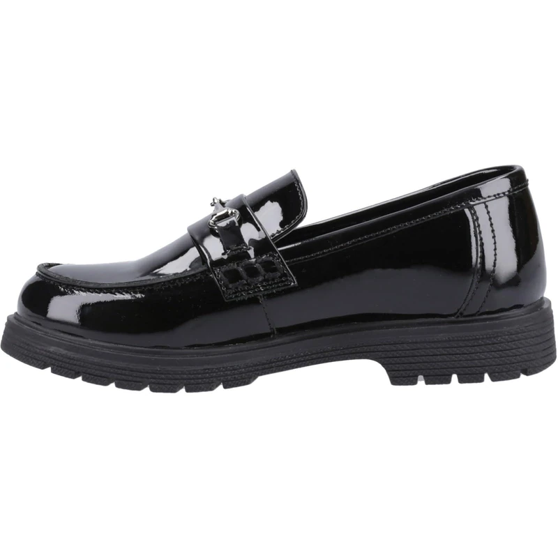 Hush Puppies Girls Lydia Patent Senior Shoe, Black, 5 UK