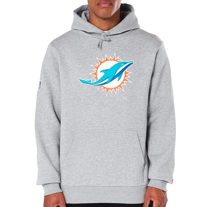 New Era Miami Dolphins NFL Team Logo Hoody Grey Hooded Jumper
