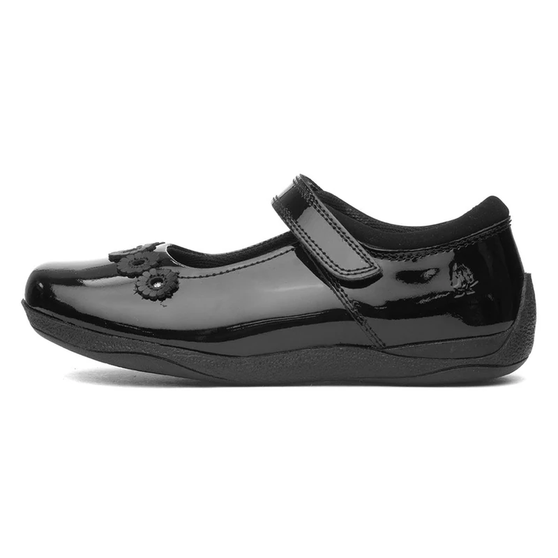 Hush Puppies Girls Christina Patent Senior Shoe, Black, 3 UK