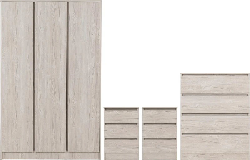 Seconique Bedroom Set, Engineered Wood, Urban Snow, W 1150mm x D 505mm x H 1800mm
