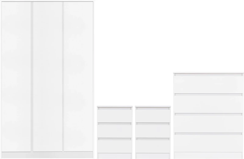 Seconique Bedroom Set, Engineered Wood, White, W 1150mm x D 505mm x H 1800mm