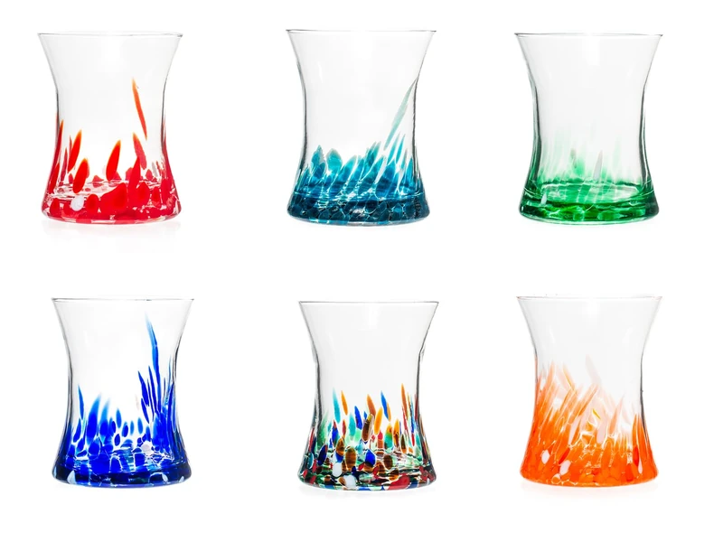 H&H Set of 6 Venetian Tulip Coloured Glasses Cl36 - Image 1