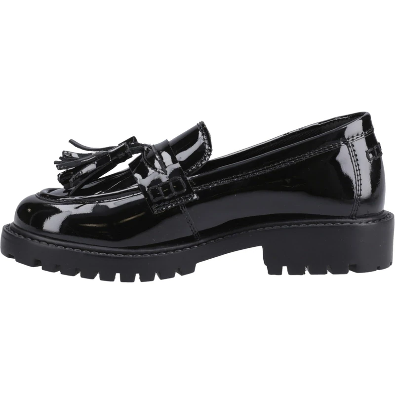Hush Puppies Abigail Patent Senior Shoe, Black, 8 UK
