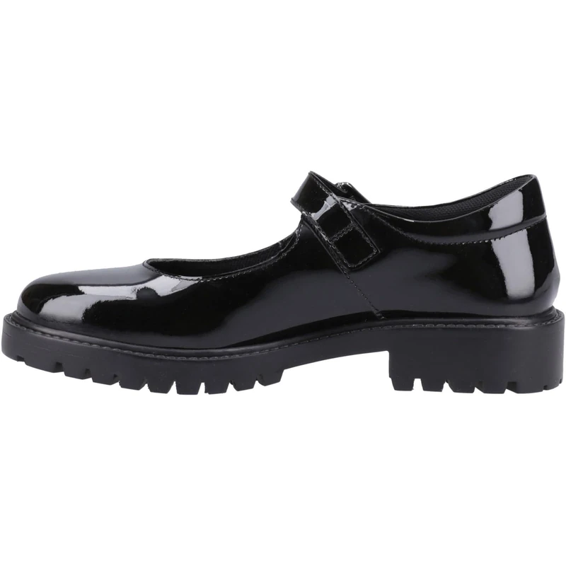 Hush Puppies Girls Aurora Patent Senior Shoe, Black, 3 UK