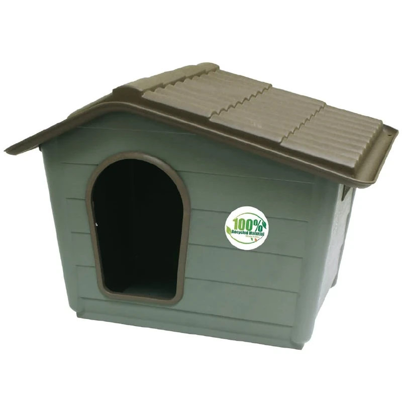Croci Canile Villa Recycled Dog Bed, Dismountable, Outdoor, Recycled Material, Removable Roof, 99 x 70 x 75 cm, Green