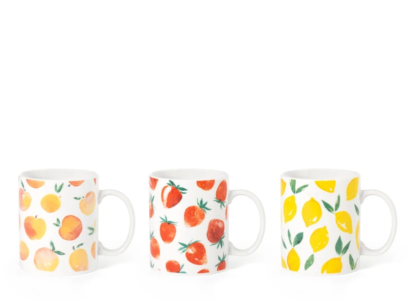 Royal Norfolk Juice Set of 12 Cylindrical Porcelain Mugs, 320 cc