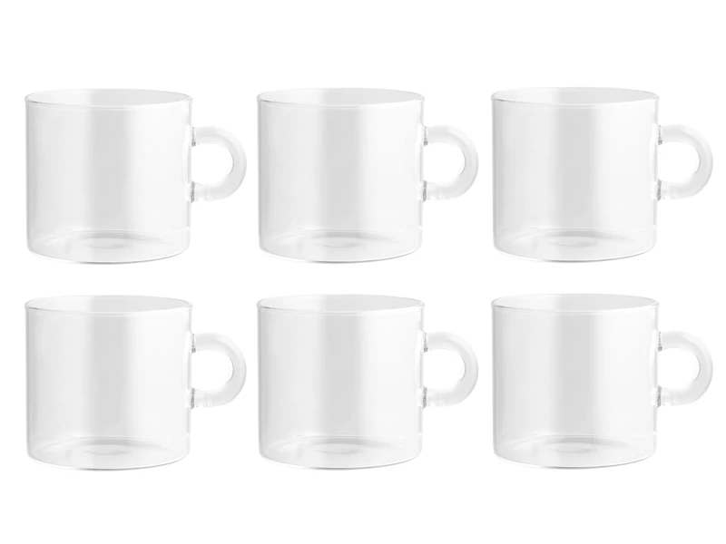 H&H Nuvola Set of 6 Borosilicate Breakfast Cups, Without Saucer, 450 cc
