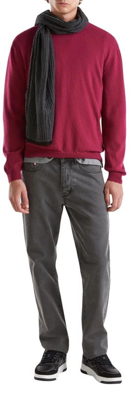 United Colors of Benetton Men's Long Sleeve Crew Neck Sweater, Plum 15l, XL