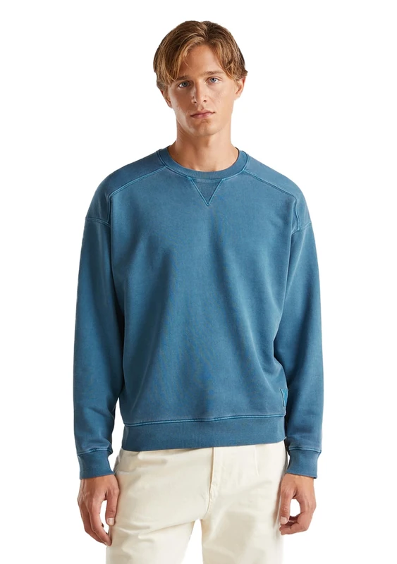 United Colors of Benetton Men's Hooded Sweatshirt, blue, XXL