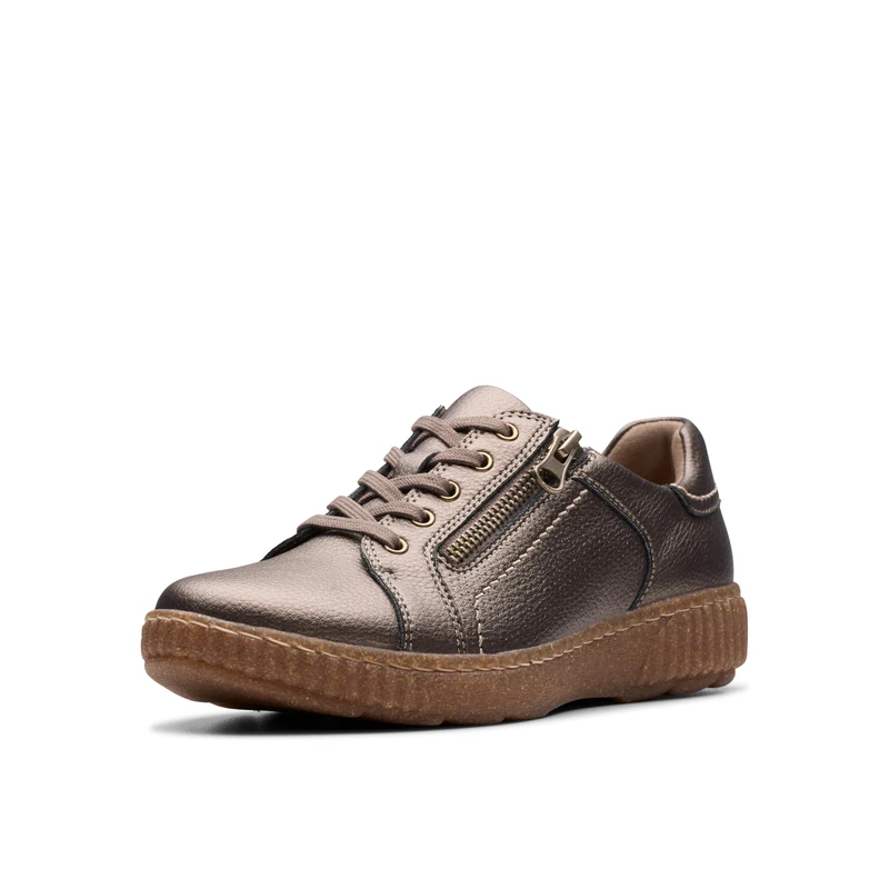 Clarks Women's Caroline Janna Sneaker, Bronze Metallic, 7 UK