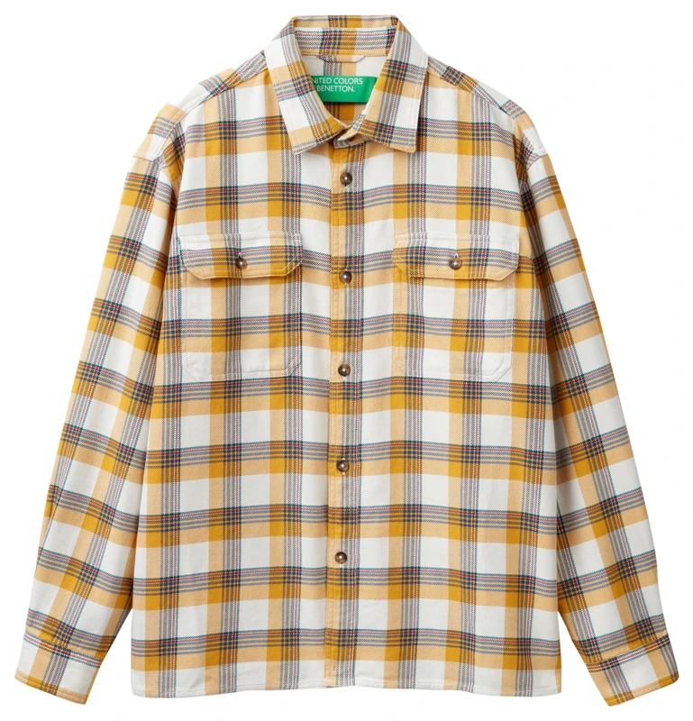 United Colors of Benetton Mens 5h0euq04j Shirt, Yellow, L UK