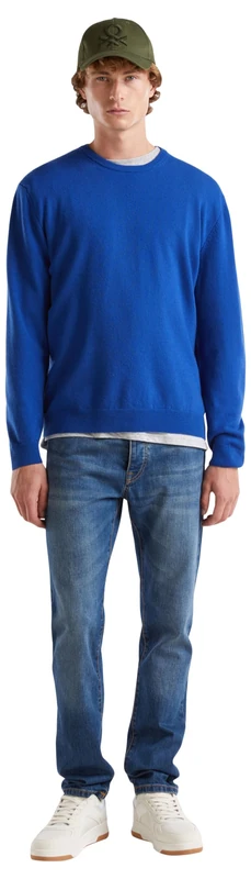 United Colors of Benetton Men's Long Sleeve Crew Neck Sweater, Night Blue 23g, XXL