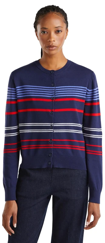 United Colors of Benetton Women's Cardigan Sweater, Blue, XS