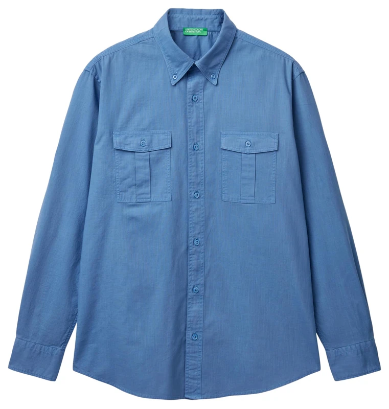 United Colors of Benetton Men's Shirt, Blue, XL