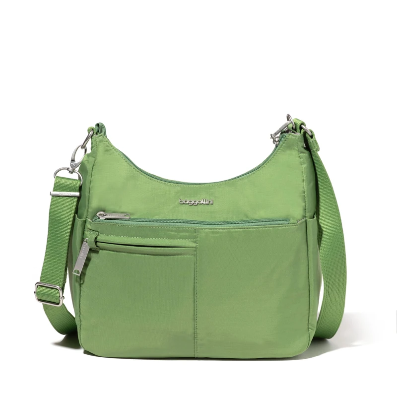 Baggallini Women's Securtex Free Time Crossbody Bag Anti-theft RFID Hobo Handbag with Locking Zipper, Moss, One Size