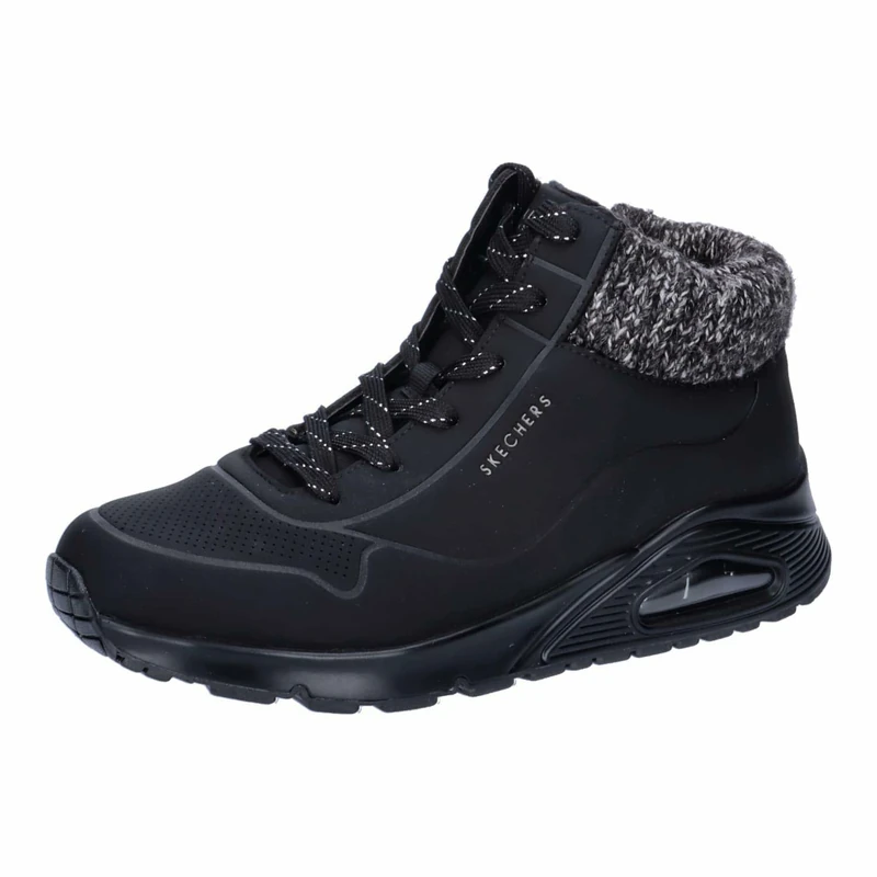 Skechers Girl's Uno Gen1 Darling Daze Sneakers, Black Synthetic/Sweater Knit, 1 UK Child