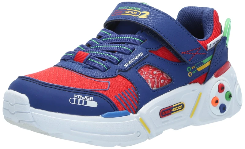Skechers Boy's Gametronix 2.0 Sneakers, Blue Synthetic/Red Textile/Multi Trim, 3.5 UK Child