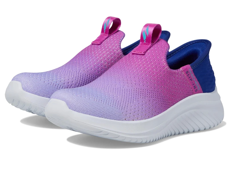 Skechers Girl's Ultra Flex 3.0 Color Boost Sneakers, Navy Knit/Purple Trim, 10.5 UK Child
