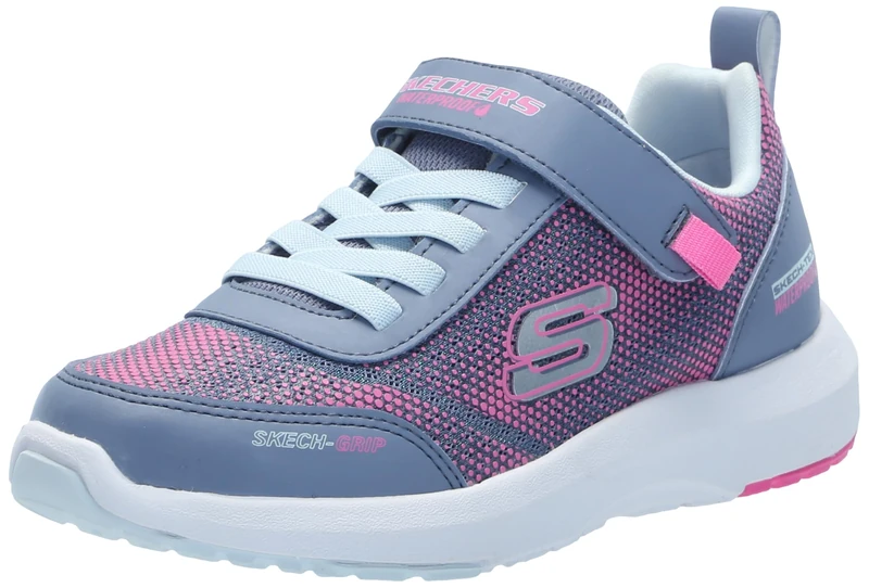 Skechers Girl's Dynamic Tread Journey Time Sneakers, Charcoal Synthetic/Pink Trim, 12.5 UK Child
